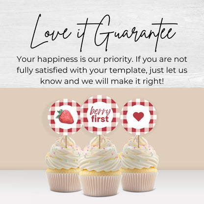 Berry First Birthday Cupcake Topper Berry 1st Birthday Cupcake Topper Strawberry Decor Berry Sweet Birthday Berry Party Decor 0010