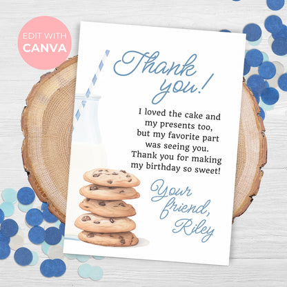 Milk and Cookies Thank You Note Birthday Template Editable Sweet Cookie Party Thank You Card Tough Cookie Party Thank You Letter 0005