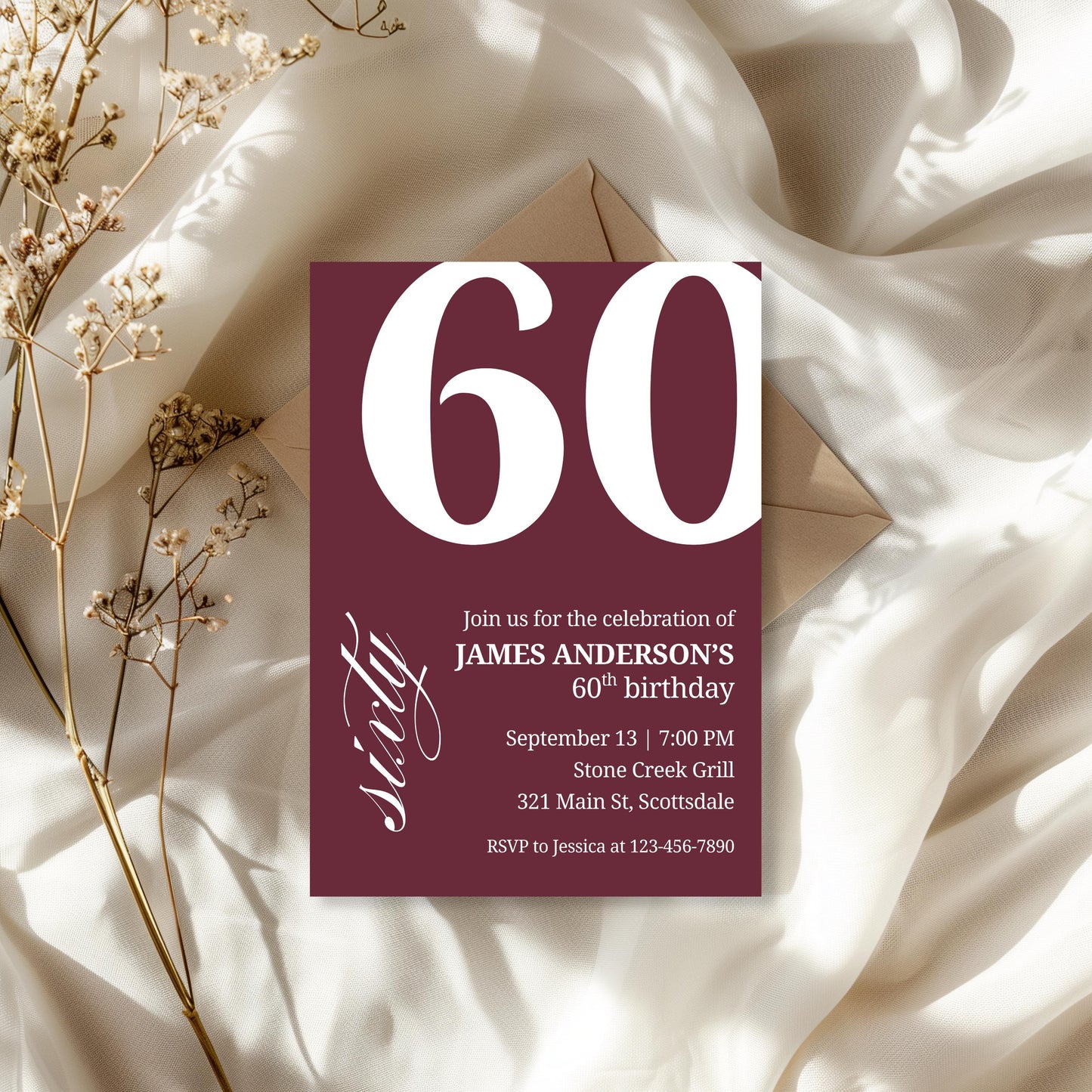 60th Birthday Invitation for Men 60th Birthday Invite 60th Birthday for Him 60th Birthday Invitation 60th Birthday Invitation for Him 0007