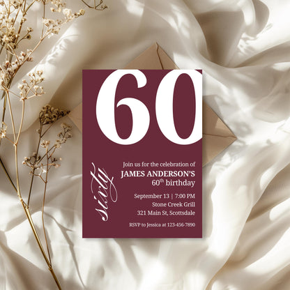 60th Birthday Invitation for Men 60th Birthday Invite 60th Birthday for Him 60th Birthday Invitation 60th Birthday Invitation for Him 0007