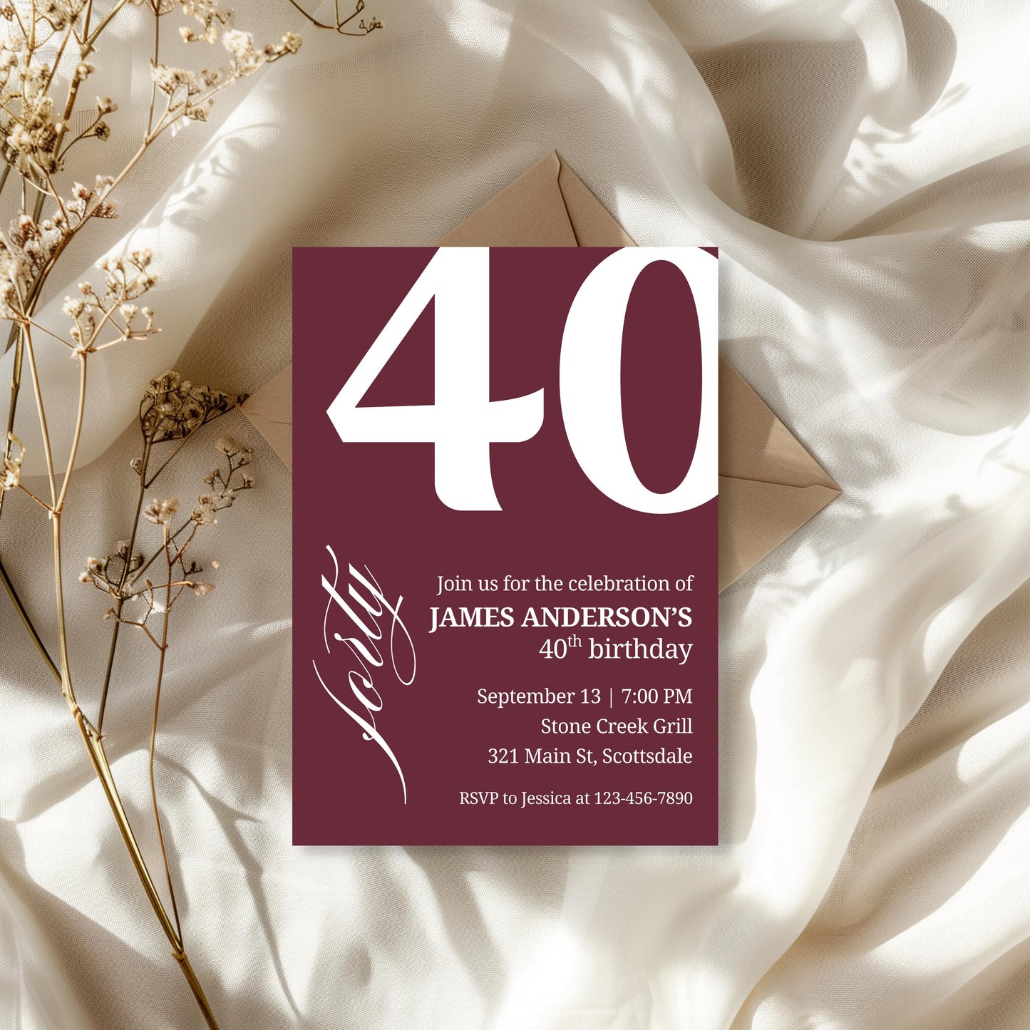 40th Birthday Invitation for Men 40th Birthday Invite 40th Birthday for Him 40th Birthday Invitation 40th Birthday Invitation for Him 0007