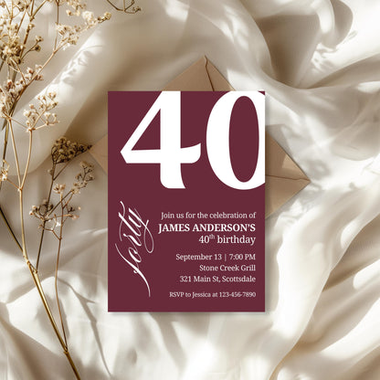 40th Birthday Invitation for Men 40th Birthday Invite 40th Birthday for Him 40th Birthday Invitation 40th Birthday Invitation for Him 0007