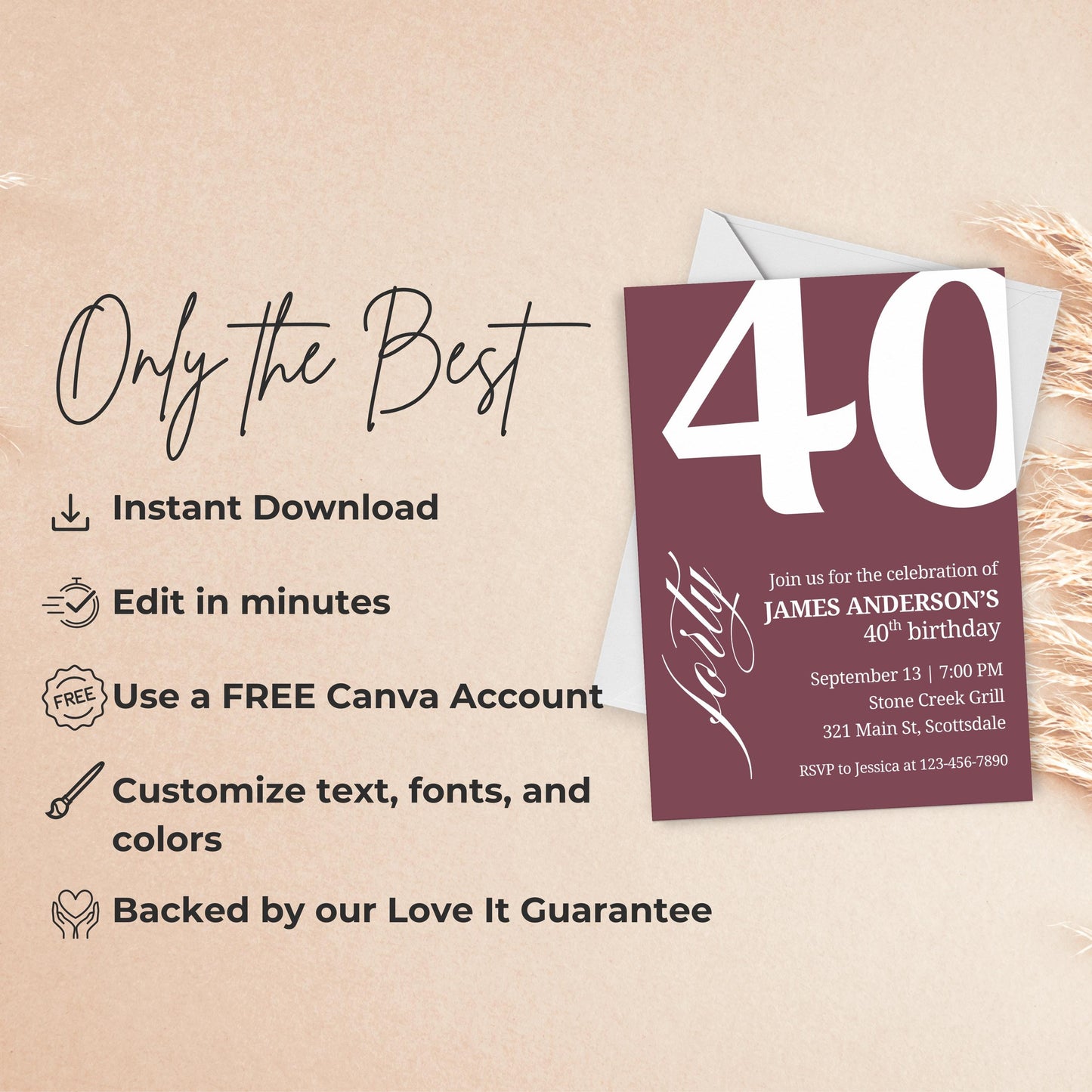 40th Birthday Invitation for Men 40th Birthday Invite 40th Birthday for Him 40th Birthday Invitation 40th Birthday Invitation for Him 0007