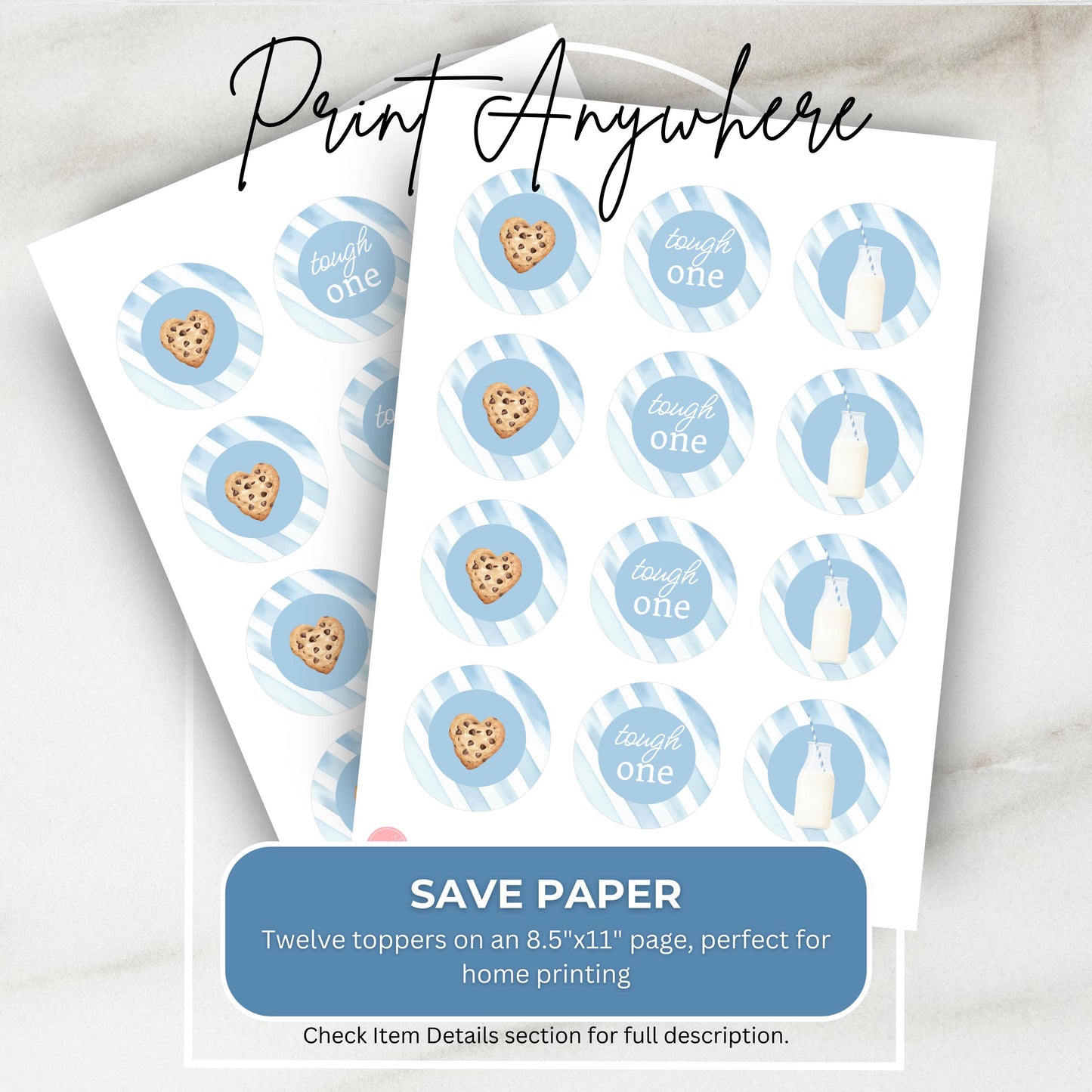 One Tough Cookie Birthday Cupcake Toppers First Birthday Milk Cookies Cake Topper 1st Birthday Cookie Sweet Celebration Birthday 0005