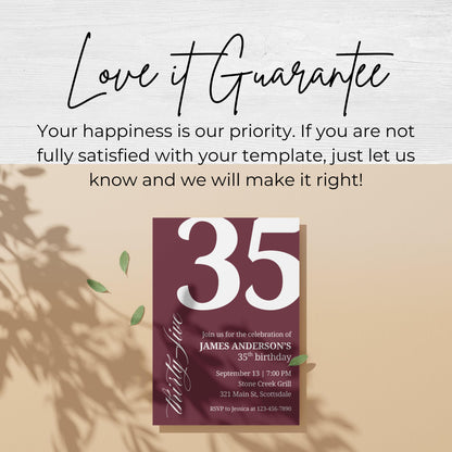 35th Birthday Invitation 35th Birthday Invite 35th Birthday for Him 35th Birthday Invitation for Him 35th Birthday Invitations for Men 0007