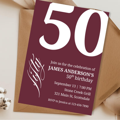 50th Birthday Invitation for Men 50th Birthday Invite 50th Birthday for Him 50th Birthday Invitation 50th Birthday Invitation for Him 0007