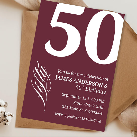 50th Birthday Invitation for Men 50th Birthday Invite 50th Birthday for Him 50th Birthday Invitation 50th Birthday Invitation for Him 0007