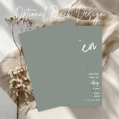 19th Birthday Invitation for Girl Sage Green Nineteen Invite Sage Green Birthday for Teenager Simple Modern Adult Invitation Printable 0003