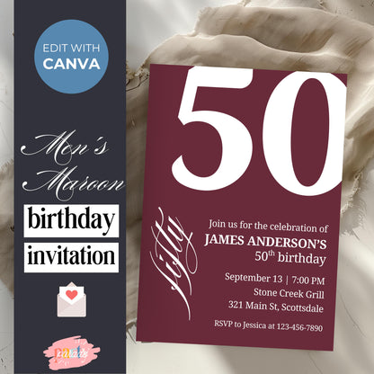 50th Birthday Invitation for Men 50th Birthday Invite 50th Birthday for Him 50th Birthday Invitation 50th Birthday Invitation for Him 0007