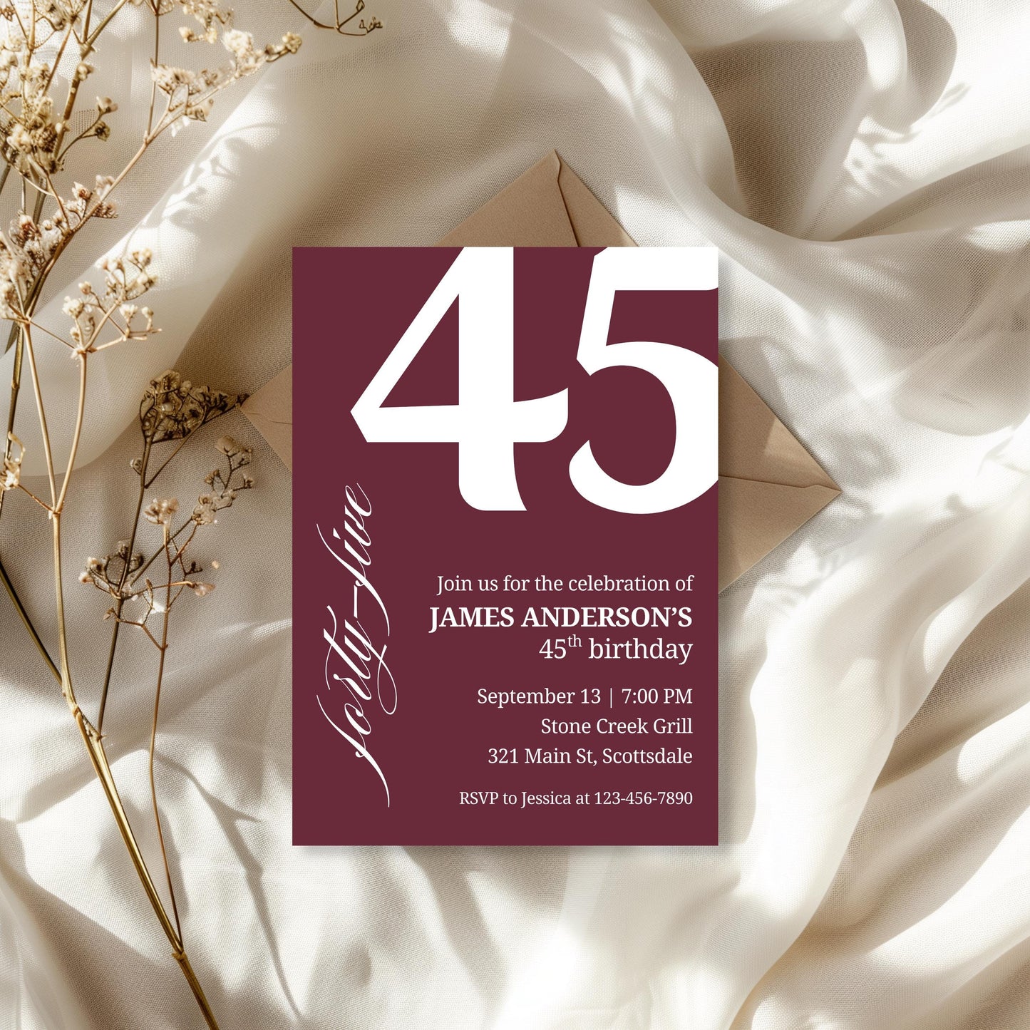 45th Birthday Invitation for Men 45th Birthday Invite 45th Birthday for Him 45th Birthday Invitation 45th Birthday Invitation for Him 0007