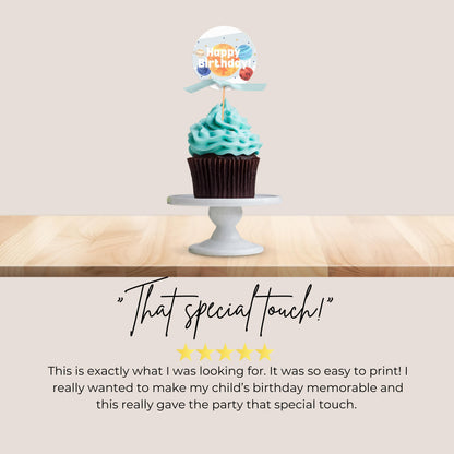 Space Cupcake Toppers Out of This World Party Decorations Cake Toppers Space Party Solar System Party Birthday Decor Party Supplies 0001