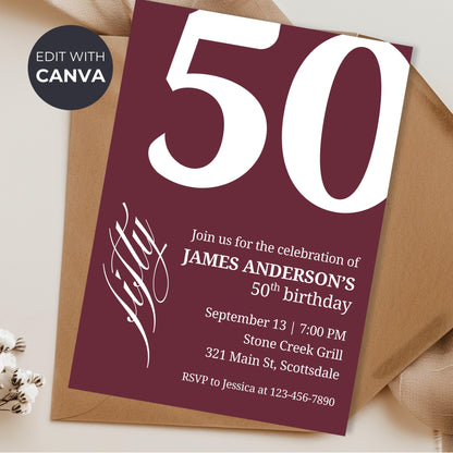50th Birthday Invitation for Men 50th Birthday Invite 50th Birthday for Him 50th Birthday Invitation 50th Birthday Invitation for Him 0007