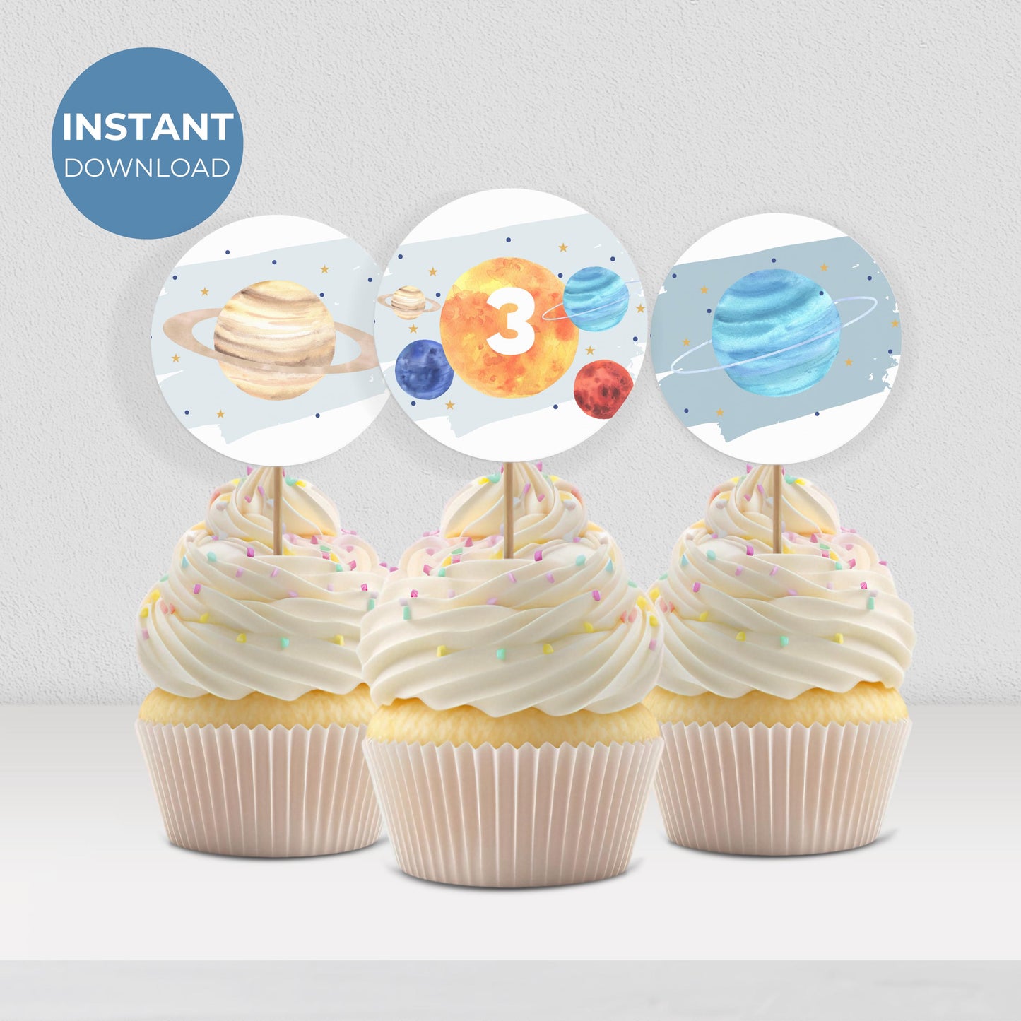 Out of This World Cupcake Toppers 3rd Birthday Space Party Decorations Solar System Party Birthday Decor Party Supplies Cake Topper 0001