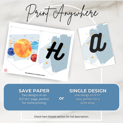 Space Happy Birthday Banner Space Party Decorations Out of This World Birthday Bunting Outer Space Party Birthday Solar System Party 0001