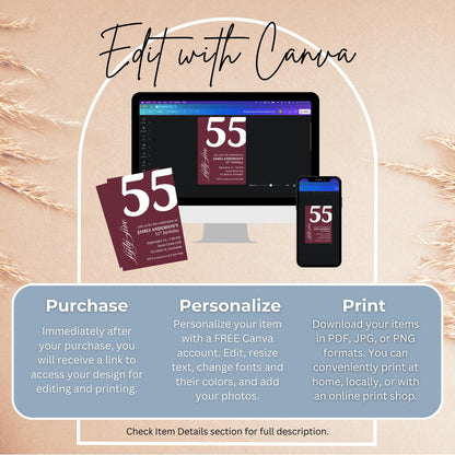 55th Birthday Invitation for Men 55th Birthday Invite 55th Birthday for Him 55th Birthday Invitation 55th Birthday Invitation for Him 0007