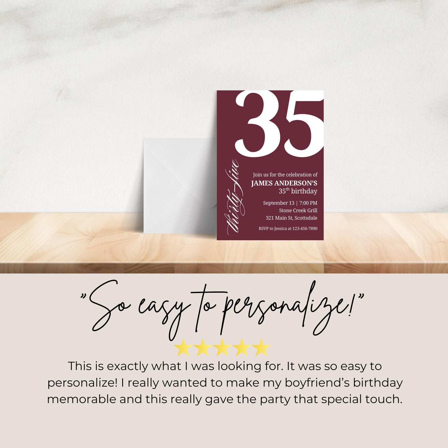 35th Birthday Invitation 35th Birthday Invite 35th Birthday for Him 35th Birthday Invitation for Him 35th Birthday Invitations for Men 0007