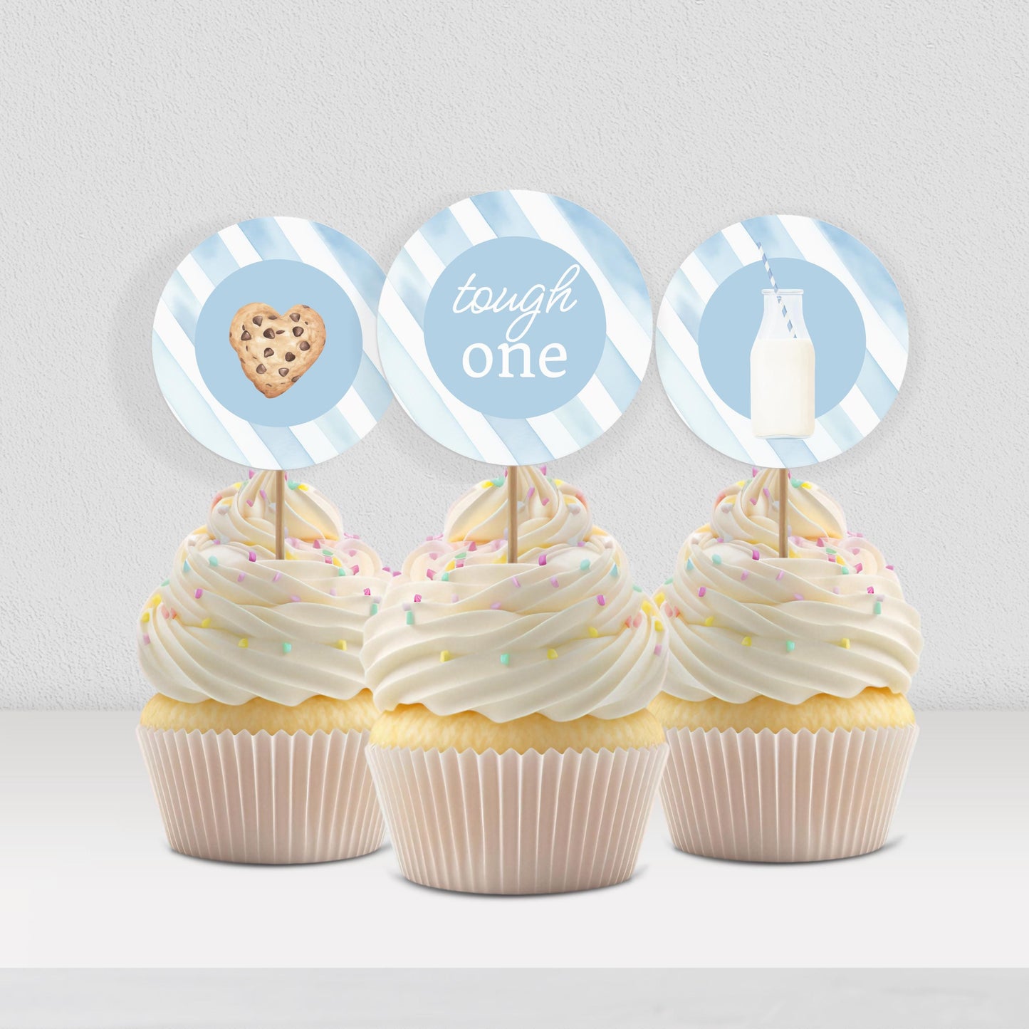 One Tough Cookie Birthday Cupcake Toppers First Birthday Milk Cookies Cake Topper 1st Birthday Cookie Sweet Celebration Birthday 0005