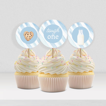 One Tough Cookie Birthday Cupcake Toppers First Birthday Milk Cookies Cake Topper 1st Birthday Cookie Sweet Celebration Birthday 0005
