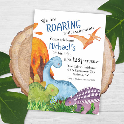 Dinosaur Second Birthday Invitation Second Dinosaur Birthday Dinosaur Invitation 2nd Birthday Invite Boy Second Birthday Dinosaur 0008