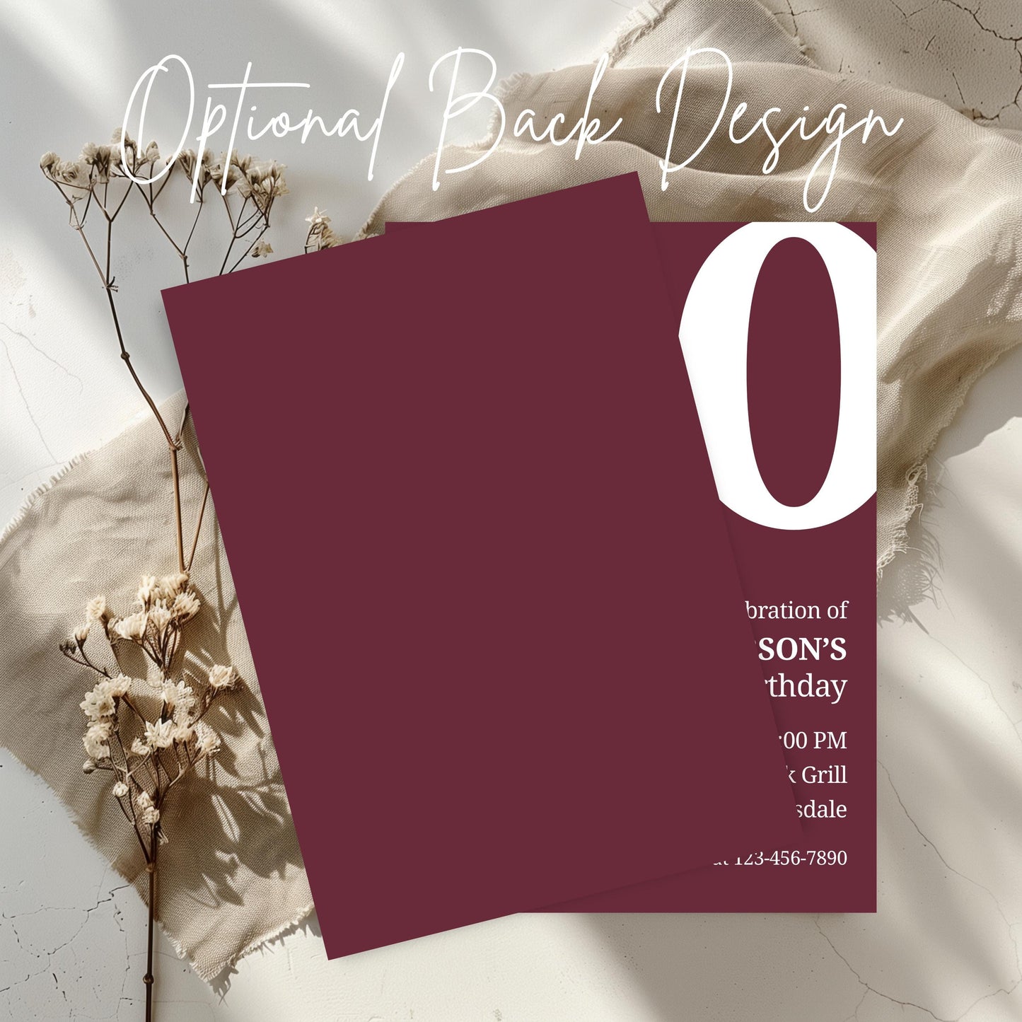 20th Birthday Invite for Men Invitation for 20 Birthday Masculine Birthday Dinner Invite Maroon Adult Milestone Birthday Editable 0007