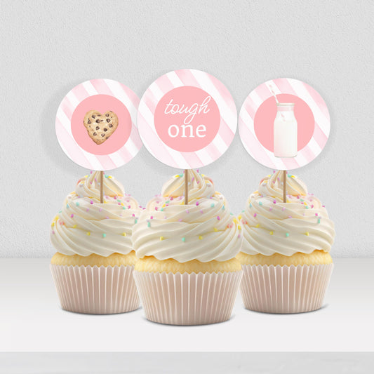One Tough Cookie Birthday Cupcake Toppers First Birthday Milk Cookies Cake Topper 1st Birthday Cookie Sweet Celebration Birthday 0009