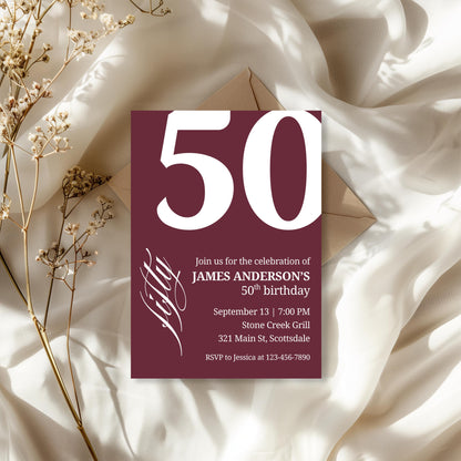 50th Birthday Invitation for Men 50th Birthday Invite 50th Birthday for Him 50th Birthday Invitation 50th Birthday Invitation for Him 0007