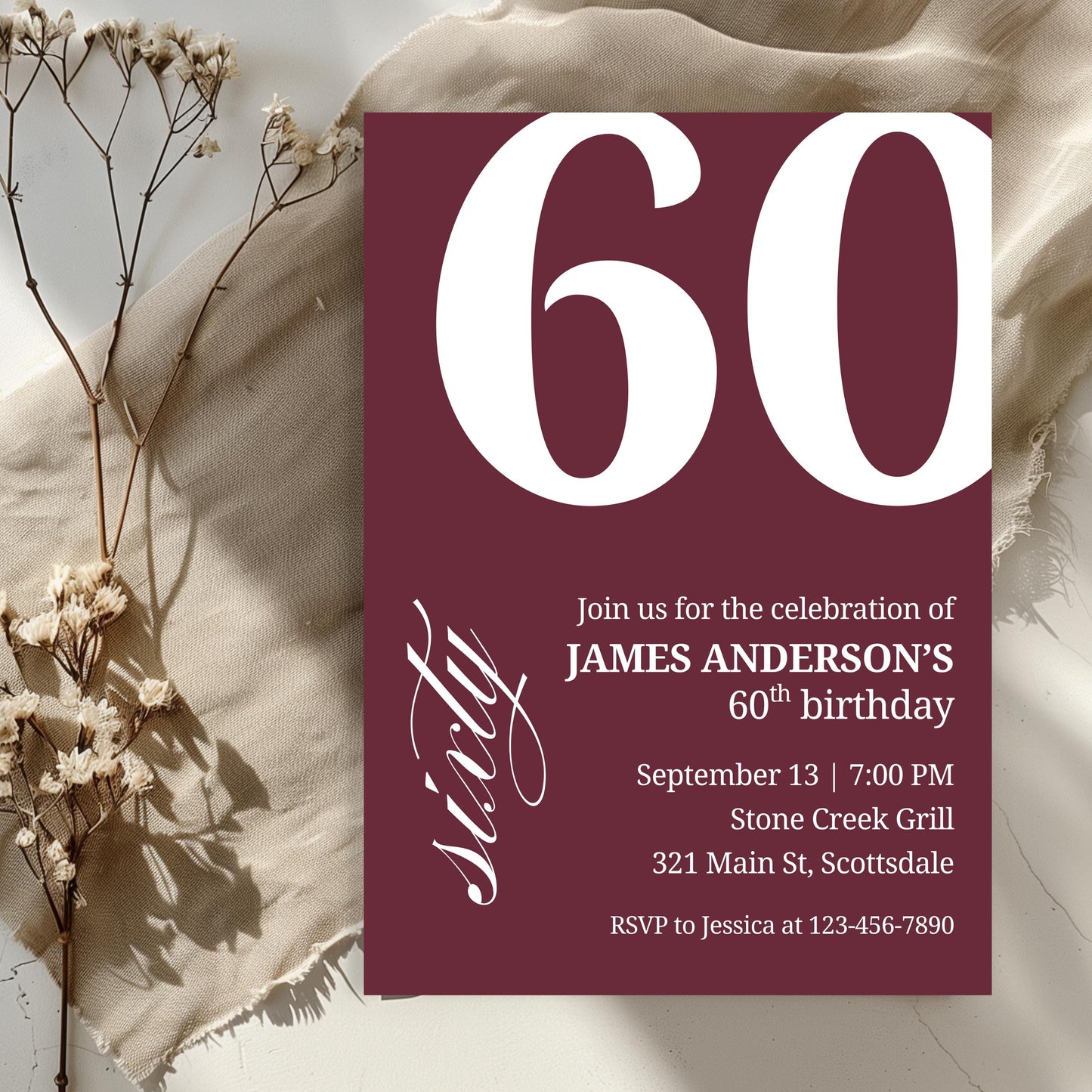 60th Birthday Invitation for Men 60th Birthday Invite 60th Birthday for Him 60th Birthday Invitation 60th Birthday Invitation for Him 0007