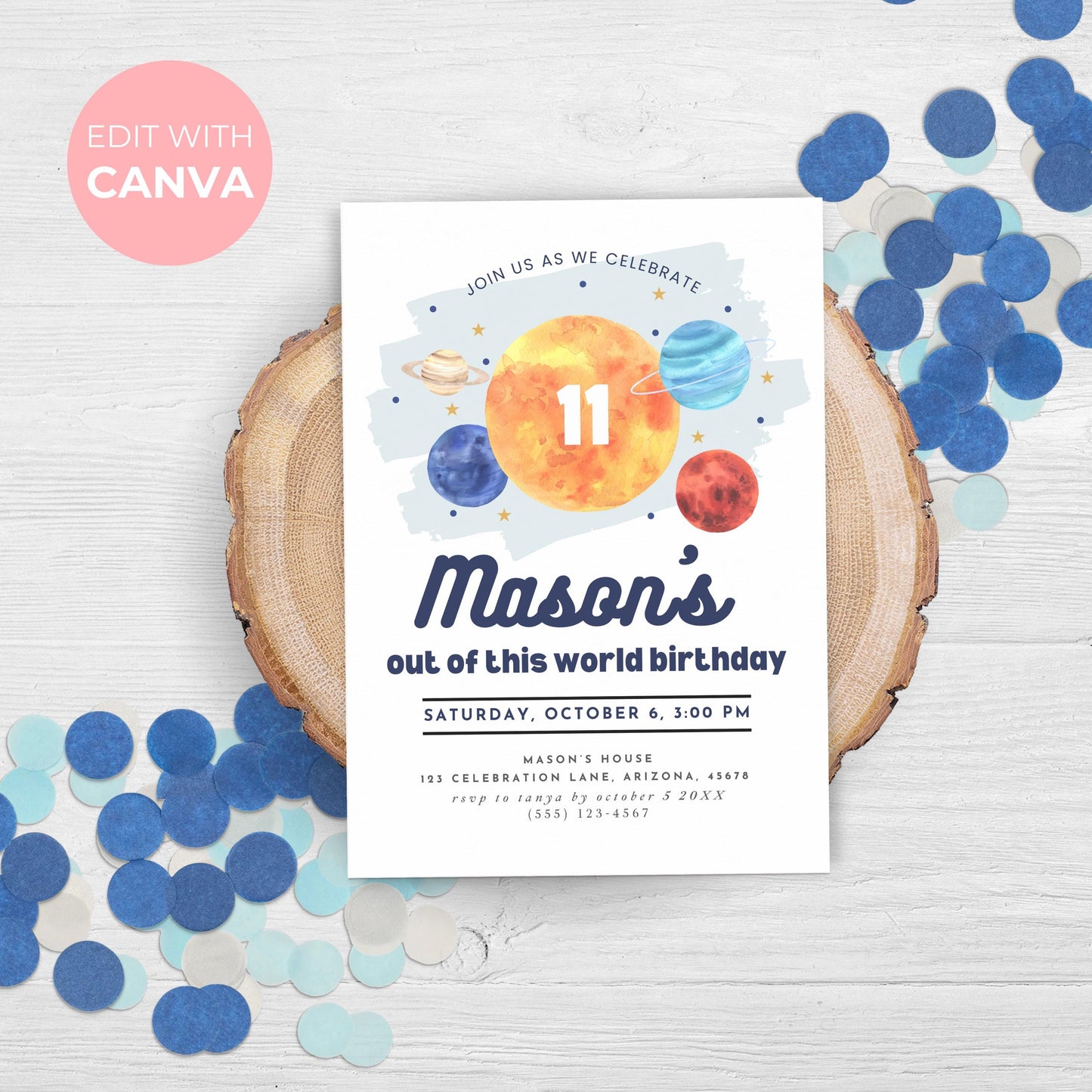 Space 11th Birthday Invitation Eleventh Birthday Boy Invite Outer Space Party Galaxy Out This World Birthday Party Solar System Party 0001