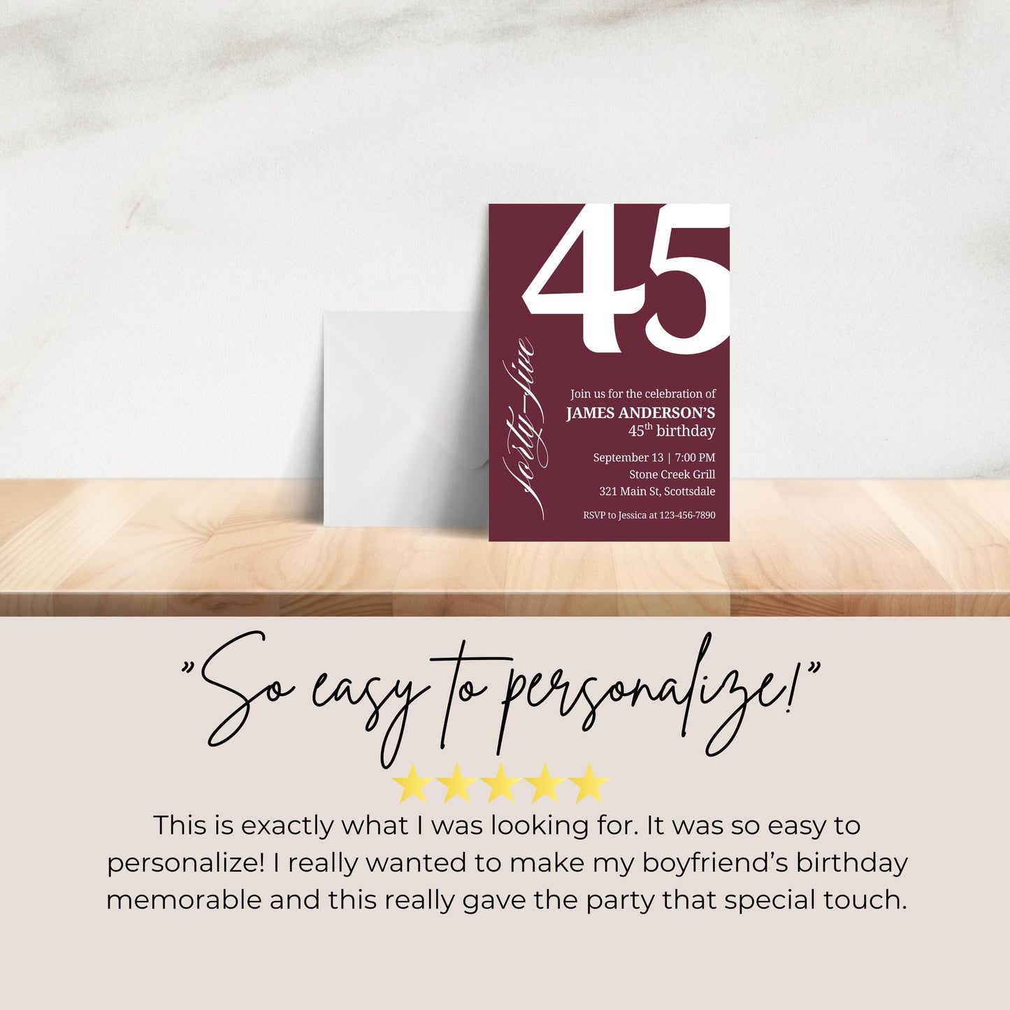 45th Birthday Invitation for Men 45th Birthday Invite 45th Birthday for Him 45th Birthday Invitation 45th Birthday Invitation for Him 0007