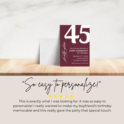45th Birthday Invitation for Men 45th Birthday Invite 45th Birthday for Him 45th Birthday Invitation 45th Birthday Invitation for Him 0007