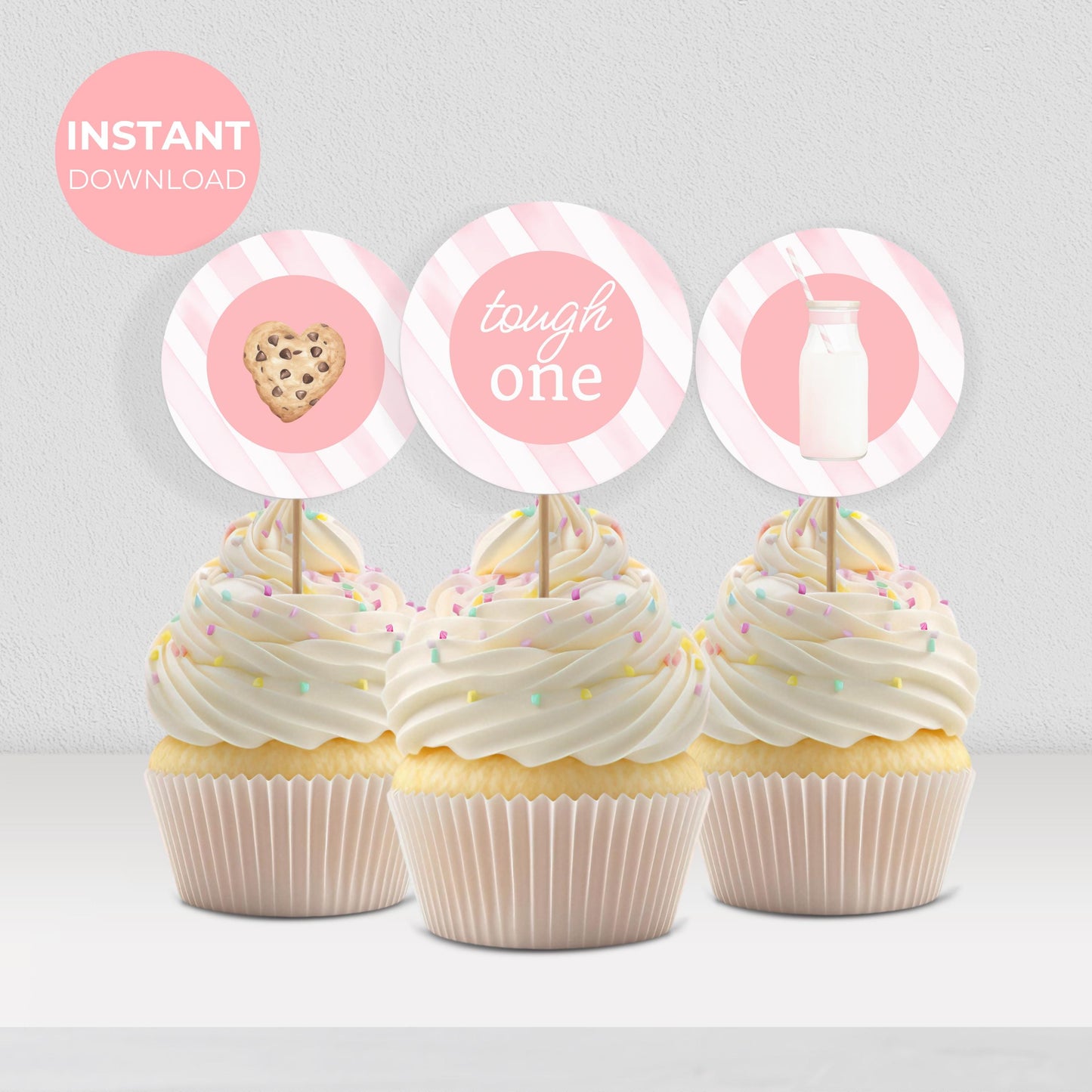 One Tough Cookie Birthday Cupcake Toppers First Birthday Milk Cookies Cake Topper 1st Birthday Cookie Sweet Celebration Birthday 0009