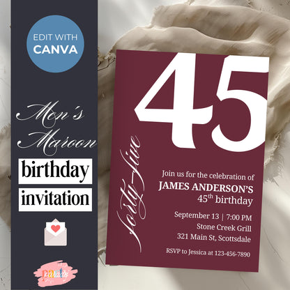 45th Birthday Invitation for Men 45th Birthday Invite 45th Birthday for Him 45th Birthday Invitation 45th Birthday Invitation for Him 0007
