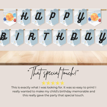 Space Happy Birthday Banner Space Party Decorations Out of This World Birthday Bunting Outer Space Party Birthday Solar System Party 0001