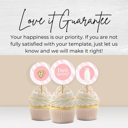 Two Sweet Cookie Birthday Cupcake Toppers Second Birthday Milk Cookies Cake Topper 2nd Birthday Cookie Sweet Celebration Birthday 0009