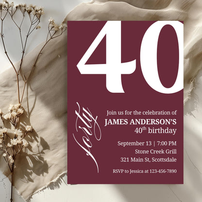 40th Birthday Invitation for Men 40th Birthday Invite 40th Birthday for Him 40th Birthday Invitation 40th Birthday Invitation for Him 0007